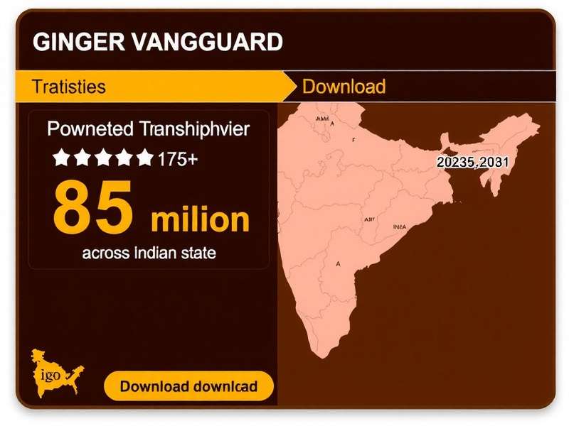 Ginger Vanguard Deluxe Download Stats - 85 Million Indian Players Ginger Vanguard Deluxe Download Statistics showing 85 million downloads across Indian states